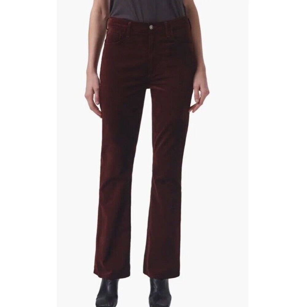 Agolde Nico high Waist Bootcut Velvet Pants Brown‎ Size 24 Holiday NYE Career